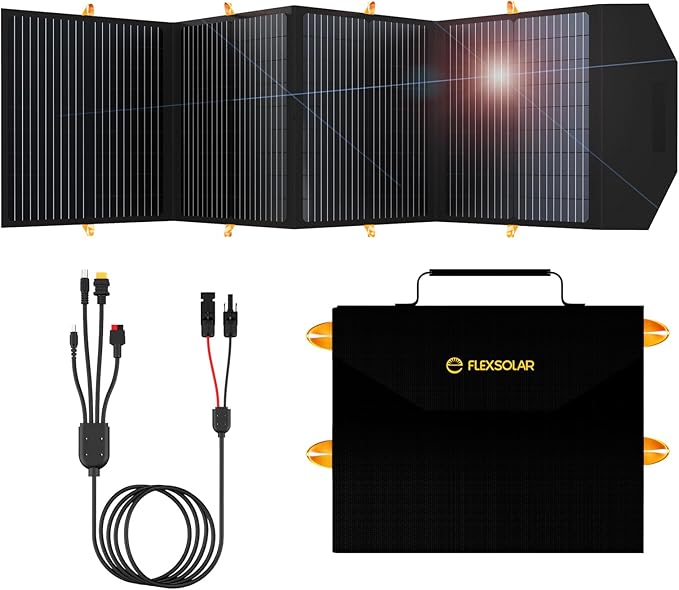 Upgraded 120W Portable Solar Panel for 500/1000/1500W Power Station, ETFE Solar Power Charger with QC3.0 USB-A &Type-C&M-C-4 Output Foldable Solar Panel for Camping, RV, Emergency Power Supply