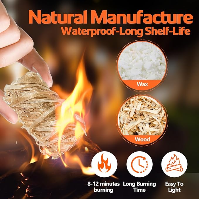 1296PCS(72PCS*18Pack) Fire Starters for Campfires Grill BBQ Camping Fireplace Fire Pit,Quick Light Wood Charcoal Fire Starter, Waterproof-Natural Fire Starters Camping Fire Starter Charcoal Starters