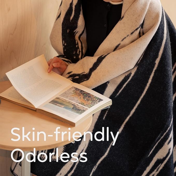 100% Wool Blanket, 62" x 86", Warm, Thick, Washable, Military Wool Blanket, Great for Camping, Outdoors, Sporting Events, Survival Kits,Black White Striped