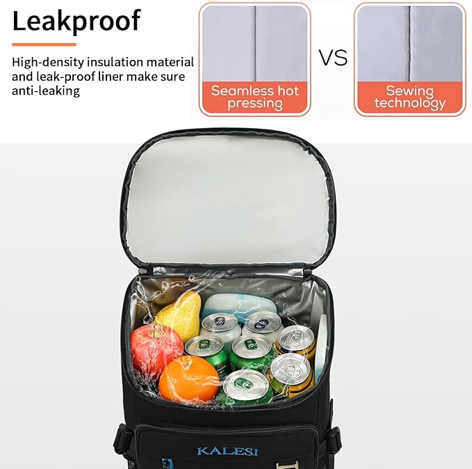 Kalesi Cooler Backpack 36 Cans Lightweight Insulated Backpack Cooler Leak-Proof Travel Camping Lunch Backpack Outdoor Cutlery Backpack for Men and Women