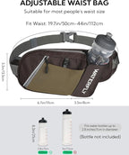 WATERFLY Fanny Pack Waist Bag: Hiking Water Bottle Holder with Strap Waist Pack for Women Men Hydration Hip Packs for Running Walking Traveling-Coffee Brown