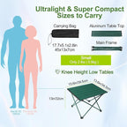 Tesouro Portable Camping Table,Folding Side Table Aluminum Top for Outdoor Cooking, Hiking, Travel, Picnic (Blackish Green-Small)
