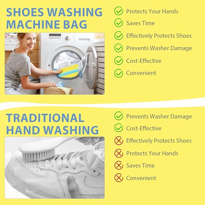 (2+4pcs) Large Shoes Washing Bag for Washing Machine.Reusable Shoe Cleaning Bags for Washer and Dryer, 2pcs Laundry Bags for Tennis Shoes and Sneaker. 4Extra Large Non-woven Storage Bags included