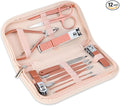 Nail Clippers and Beauty Tool Portable Set, Rose Gold Martensitic Stainless Steel Manicure Set 12 in 1, with Pink Leather Bag, Suitable for Home, Workplace, Outdoor Travel, Gift Giving, Salon.