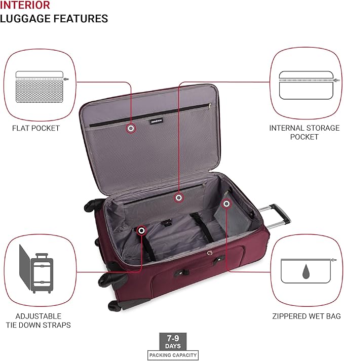 SwissGear Sion Softside Expandable Luggage, Merlot, 2-Piece Set (21/29)