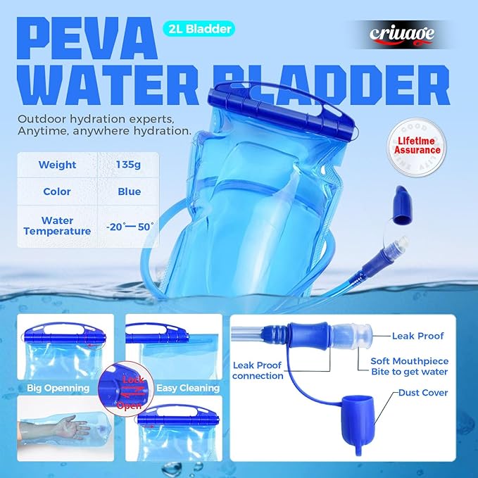 USA Original Patent Running Hydration Vest Backpack, Lightweight Chest Pack with 2.0L Water Bladder Bag Daypack for Hiking Running Cycling Race Marathon for Women Men