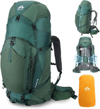 Night Cat Internal-frame Hiking Backpack: 100L Large Camping Backpack for Men Women Traveling Waterproof Rain Cover Green