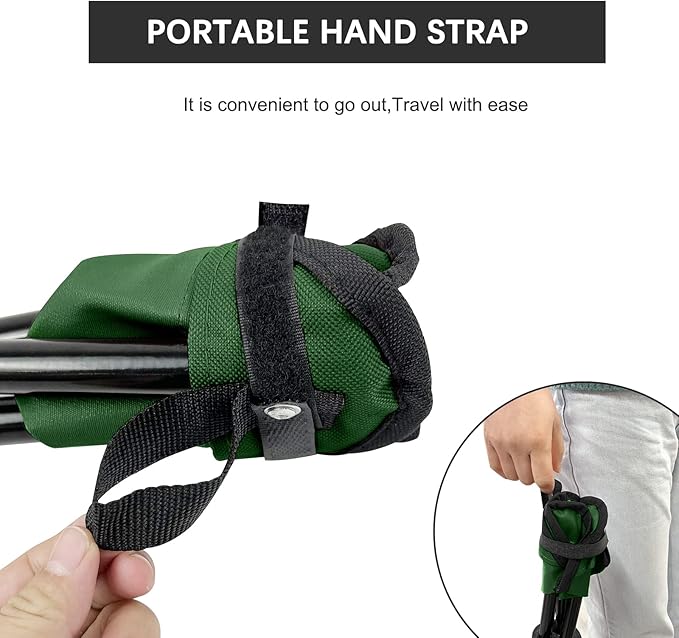 Folding Camping Stool Portable Outdoor Chair Use Height 13.7in Fishing Chair Seat for Camping Hiking Golf Hunting Hiking Outdoor Gardening and Travel Beach Maximum Weight Capacity 280 lbs(Green)