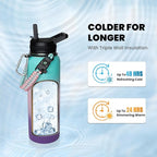 Insulated Water Bottle 40 oz, Triple Wall Vacuum Stainless Steel (Cold for 48 Hrs), Leak Proof & BPA-Free, Modern Water Flask Jug with Paracord Handle & Straw Spout Lids, Hydrangea