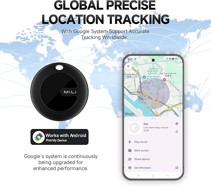 MiLi MiTag Bluetooth Tracker for Android, Smart Air Tracking Tag/Key Finder/Luggage Tracker/Item Locator for Google Find My Device (Find Hub) App, 4 Pack