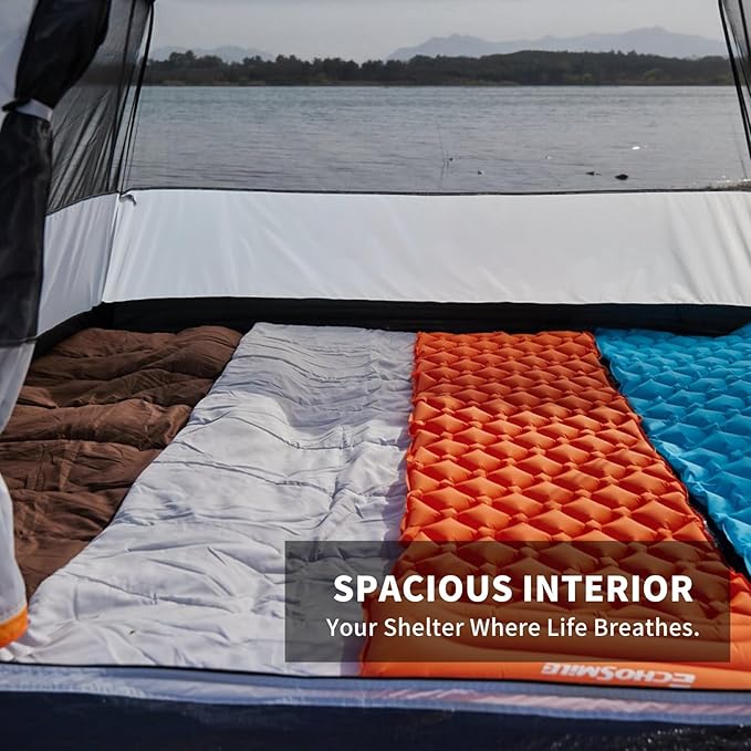 EchoSmile 2/4 Person Camping Tent, Lightweight Dome Family Tent with Rainfly, Easy Setup, Waterproof & Windproof Outdoor Shelter for Group Hiking, Backpacking, 3-Season Use