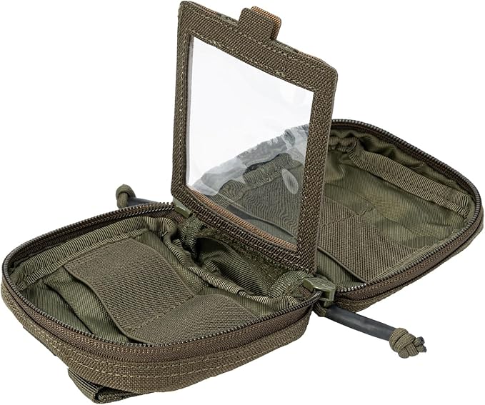 Small MED Kits Holder Duty Belt Gloves Pouch MOLLE Tactical Vest Nasal Spray Case Compact IFAK Carrier Backpack Wallet Cards Knife Gadgets Mini EDC Organizer Bag w/Removeable Clear ID Pocket