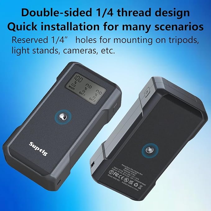 Suptig Power Bank with Battery Charger, 10,000mAh Battery Pack Charger Box Compatible for Gopro Hero 12, Hero 11, Hero 10, Hero 9, Hero 8, Hero 7, Hero 6, Hero 5.