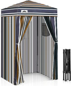EAGLE PEAK Flex Ultra Compact 4x4 Pop-up Canopy, Sun Shelter, Changing Room, Portable Privacy Canopy Cabana for Pool, Fashion Photoshoots, or Camping, Brown Stripe