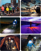 Headlamp Rechargeable 3 Pack, 230° Wide Beam Running Head Lamp Hands Free for Adults, Head Lights for Forehead, Head Flashlight with Hard Hat Clips for Runners, Hunting, Hiking, Camping