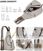 KL928 Canvas Sling Bag - Small Crossbody Backpack Shoulder Casual Daypack Rucksack for Men Women(Large Version)