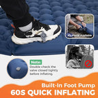 KingCamp Sleeping Pad for Camping, Ultralight Connectable Inflatable Sleeping Pad Camping Mattress with 6.3" Built-in Pillow & Foot Pump for Backpacking Hiking Tent Cot