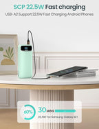 12000mAh Lightweight-Portable-Charger-Power-Bank with Built-in Cables and AC Wall Plug, PD20W USB-C Fast Charging Battery Pack, LED Display External Travel Phone Charger for All iPhone,Samsung,Android