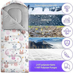 Sleeping Bags for Adults and Kids，3D Printing Camping Sleeping Bag for Girls Boys Lightweight Waterproof Cold/Warm 3-Season，Outdoor Travel with Compression Bags