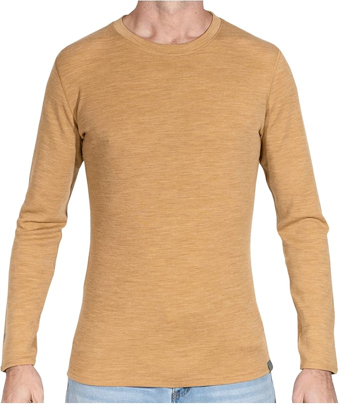 MERIWOOL Mens Base Layer - 100% Merino Wool Midweight Long Sleeve Thermal Shirt