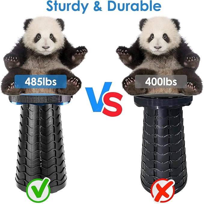 Collapsible Stool with Soft Removable Cushion & Waterproof Carry Bag - Lightweight Folding Stool, 485lbs Capacity, Portable for Adults, Camping, Fishing, Hiking, Outdoor, Travel