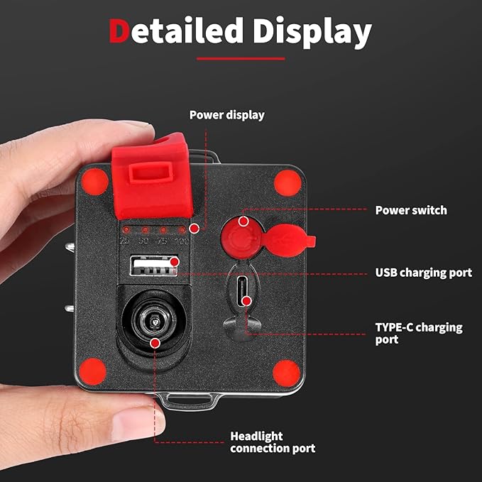 Superbright Bright LED Headlamp Powerful Portable Rechargeable Headlight Flashlight with External Side Light for Camping Biking Hunting Fishing (White Light)