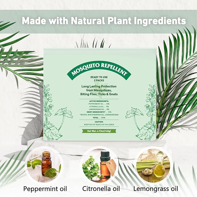Mosquito Repellent, Peppermint Oil to Repel Mosquito, Ticks, Gnats and Pest, Insect Repellent for Indoor and Outdoor, 2 Packs