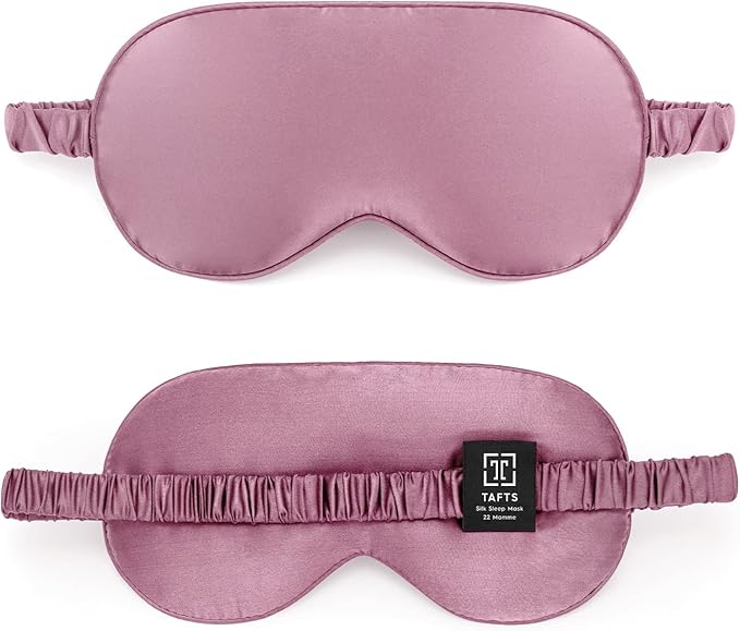 TAFTS Silk Sleep Mask - 22mm 100% Pure Mulberry 6A Silk & Blindfold, Soft Eye Masks, Lightweight, for Travel, Napping, Camping (Mauve)