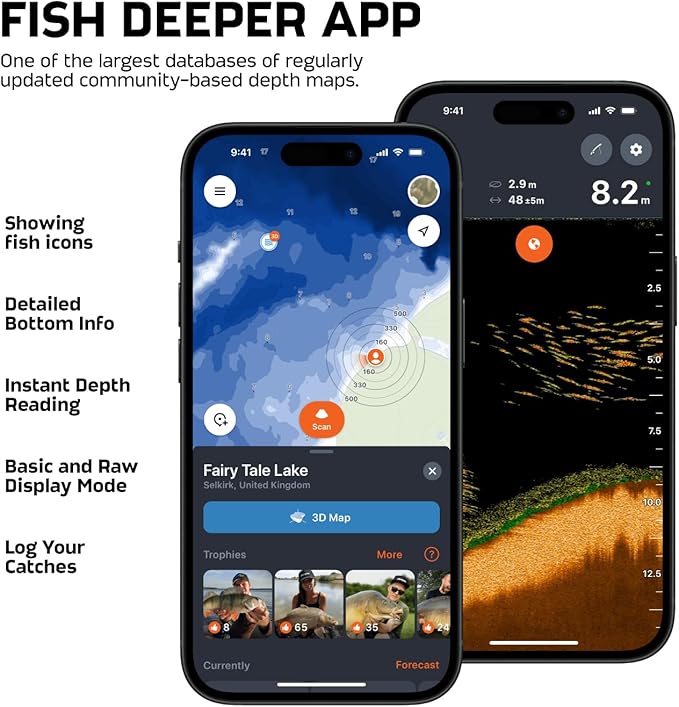 Deeper PRO+ 2 Sonar - Portable Fish Finder and Depth Finder for Kayaks, Boats and Ice Fishing with GPS Enabled | Castable Deeper Sonar with Free User Friendly App
