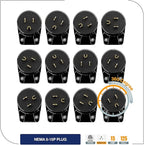 (3PACK) ETL Listed 90 Degree USA Canada Male Plug Nema 5-15P 3 Pole Angle DIY Plug, 15A 125V USA 3Pin Right Angle AC Plug