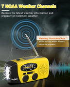 Esky Emergency Hand Crank Radio with 3 LED Flashlight, AM/FM/NOAA Portable Weather Radio with 2000mAh Power Bank Phone Charger, Solar Powered USB Charged Radio for Indoor Outdoor Camping, SOS Alarm