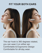 Bluetooth Earpiece, V5.1 Ultralight Wireless Handsfree Headset for Cell Phone with Noise Cancellation Microphone for iOS Android Samsung Laptop Trucker Driver - Grey