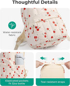BAGSMART Womens Backpack Small Travel Laptop Backpack for Women, Quilted College Laptop Bookbag, Work Back Pack for Women, Cute Computer Water-Resistant Casual Daypack,Cherry Print