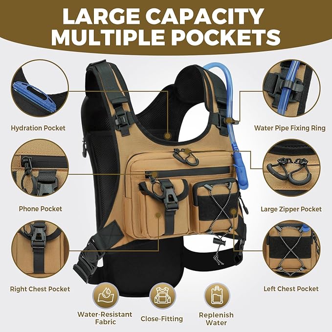 USA Original Patent Running Hydration Vest Backpack, Lightweight Chest Pack with 2.0L Water Bladder Bag Daypack for Hiking Running Cycling Race Marathon for Women Men