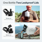 BUZIO 1 Gallon Water Bottle, 128oz Insulated Water Jug Double Walled Vacuum Stainless Steel Travel Flask (Cold for 48 Hrs), Leak Proof BPA-Free Large Canteen with Straw Lid, Black White