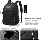 DUSLANG Anti-Theft Laptop Backpack, Black, 15.6-14-13 Inch Laptop Sleeve, USB Charging Port and Black TSA Lock
