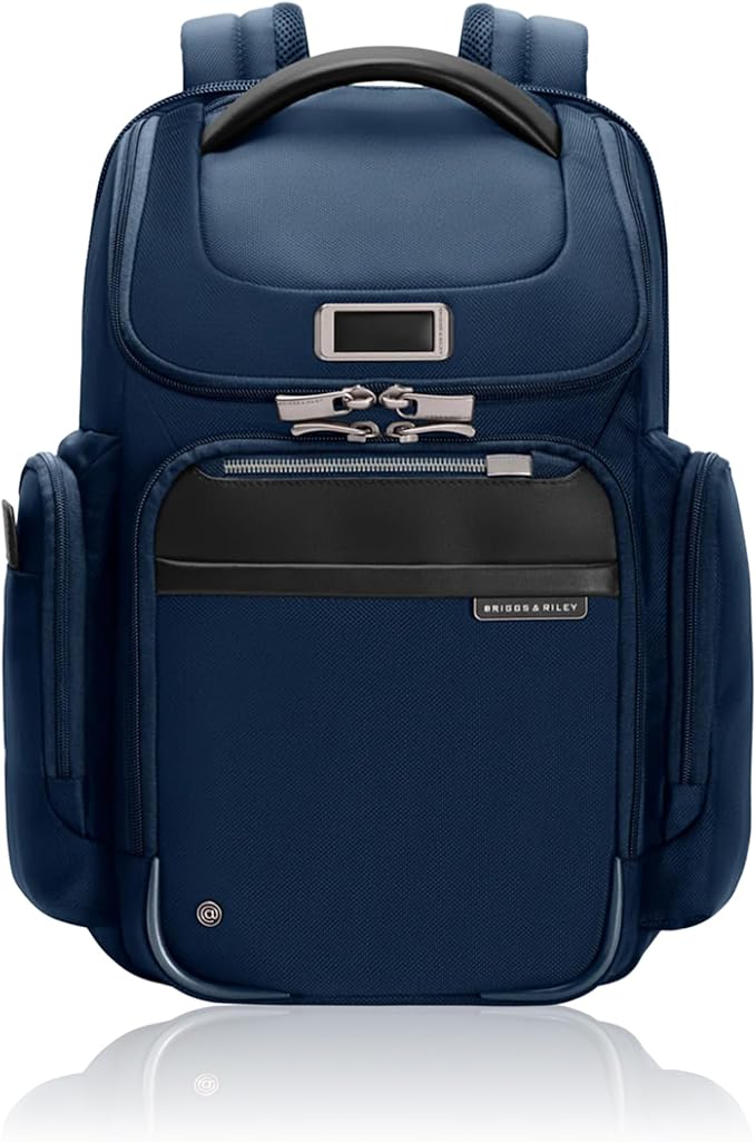 Briggs & Riley Medium Widemouth Backpack for Women & Men - Laptop Backpack, For Work & Travel, Lightweight & Durable, Padded Straps, Fits up to 15" Laptop - @work Collection, Navy