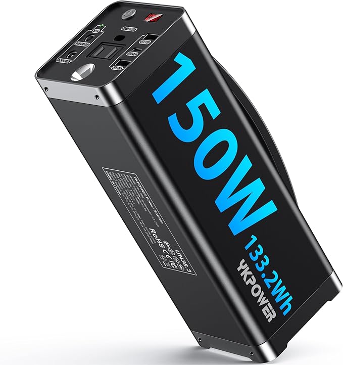 Portable Power Station 150W, 133.2 Wh/36000mAh Fast Charging, Rechargeable Generator with 5 Outputs, AC Outlets Power Bank with LED Light for Backup Home Outdoor Emergency Travel Camping RV