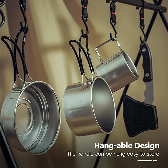 5PCS Stainless Steel Camping Cooking Set Cookware Mess Kit Cook Pots and Pan Set with Cups & Storage Bag, Lightweight Camping Cookware for Hiking Backpacking Outdoor Cooking and