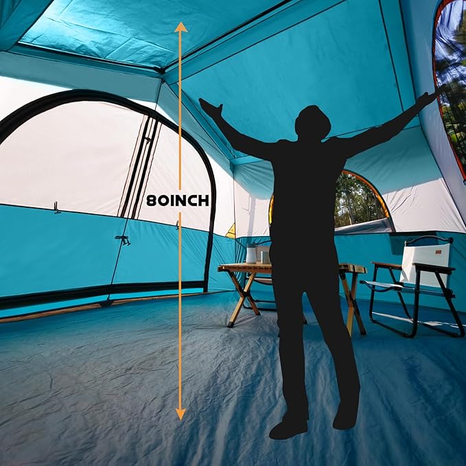 HIKERGARDEN 6-8 Person Camping Tent - Portable Family Cabin Tent for Camp, Windproof Fabric Camp Tent Outdoor for Hiking, Backpacking, Traveling