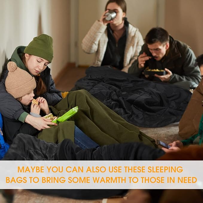 Macarrie 10 Pcs 0 Degree Camping Sleeping Bags Bulk for Adults Cold Weather 4 Season Warm Sleeping Bag with Compression Sack for Homeless Donation Shelter Emergency Hiking