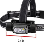 Coast WPH34R 2000 Lumen Waterproof Ultra Bright IP68 USB Rechargeable-Dual Power Headlamp, 6 Modes with Spot and Flood Beams, Black/Grey