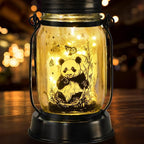 Panda Gifts for Women/Men/Kids Panda Solar Lanterns Mom Grandma Birthday Present Lantern Memorial Lights Solar Garden Decoration Outside for Yard, Patio,Backyard,Porch Torches