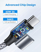 etguuds USB C to USB C Cable 1ft, 2-Pack 60W USBC to USBC Cord, Type C to C Charger Cable Fast Charging for iPhone 17 16 15 Pro Max Plus Air, Samsung Galaxy S25 S24 S23, for MacBook/iPad, Pixel