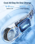 SWEETFULL Portable Neck Fan 360° Cooling Bladeless Personal Fan | No Hair Twisting - 4000mAh USB Rechargeable Wearable Fan for Travel, Birthday Gifts for Men, Women, Mom, and Dad