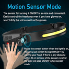 Rechargeable Headlamp 6 PCS, 230°Beam Headlamp for Adults, 6 Mode Camping & Spotlight, Motion Sensor, Lightweight Headlights Flashlight