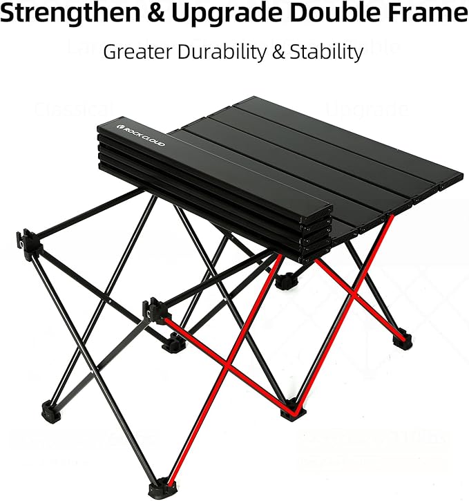 ROCK CLOUD Portable Camping Table Ultralight Aluminum Camp Table Folding Beach Table for Camping Hiking Backpacking Outdoor Picnic, Double Frame