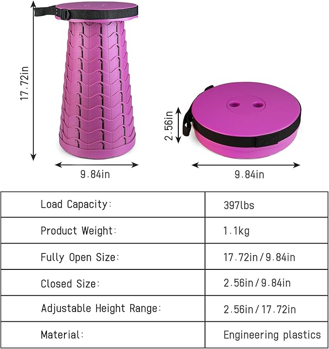 Portable & Lightweight Foldable Camping Chair for Adults, Heavy Duty Folding Stool with Adjustable Shoulder Strap, Perfect for Picnic, Beach, Backyard, and Sporting Events, Max Weight 400lbs