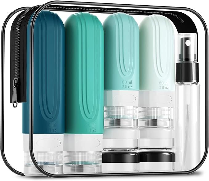 16 Pack Travel Bottles for Toiletries, TSA Approved Silicone Travel Containers jar for Toiletries, Leak Proof Refillable Liqus Shampoo And Conditioner Traveler Essentials toiletry Bottles