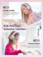 iClever HS19 Kids Headphones with Microphone for School, Safe Volume Limited, Over-Ear Girls Boys Headphones for Kids with Shareport, Foldable Wired for iPad/Travel (Pink)